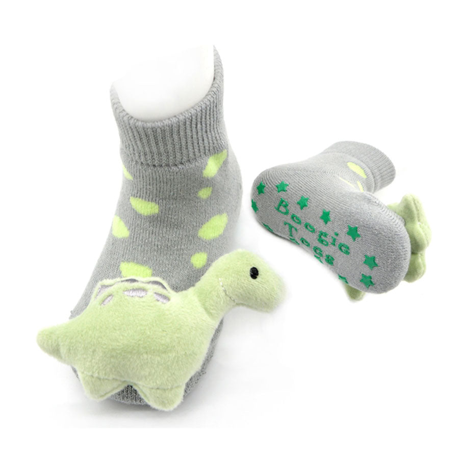 Green Dinosaur Boogie Toes Rattle Socks-Piero Liventi-Joanna's Cuties