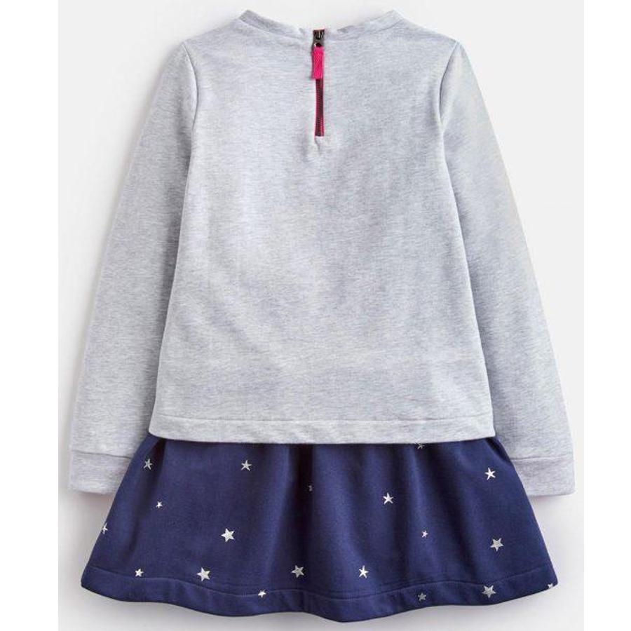 Grey And Navy Lucy Mock Layer Dress - Joules - joannas-cuties