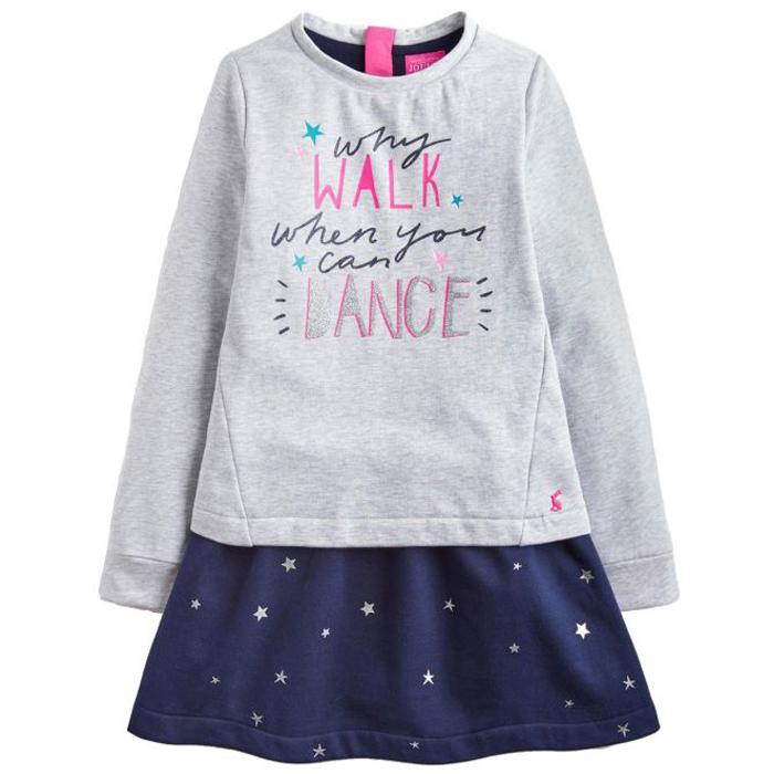 Grey And Navy Lucy Mock Layer Dress - Joules - joannas-cuties