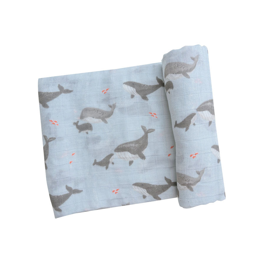 Grey Whales Swaddle Blanket-SWADDLES & BLANKETS-Angel Dear-Joannas Cuties
