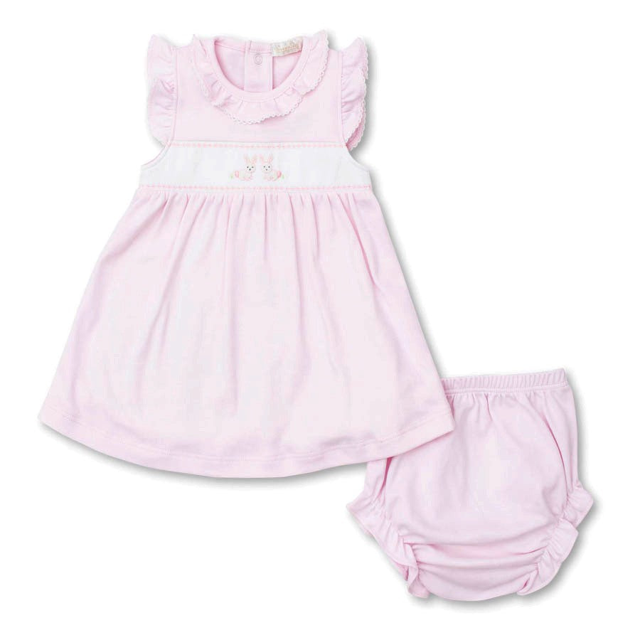 Hand Emb. Premier Baby Bunnies Pink Dress Set-DRESSES & SKIRTS-Kissy Kissy-Joannas Cuties