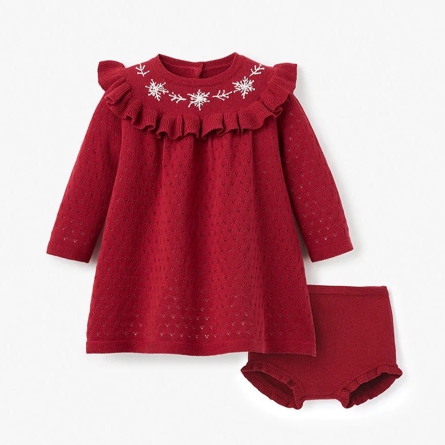 Hand Embroidered Snowflake Dress & Bloomer Set-DRESSES & SKIRTS-Elegant Baby-Joannas Cuties