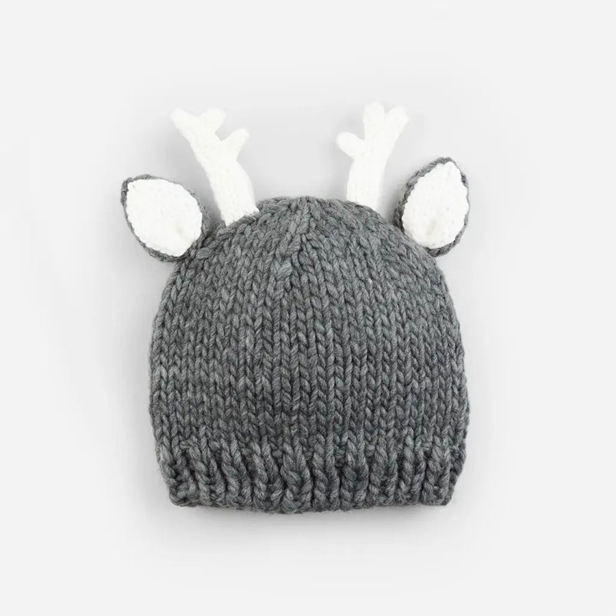 Hartley Deer Gray - Hand Knit Kids & Baby Hat-HATS & SCARVES-The Blueberry Hill-Joannas Cuties