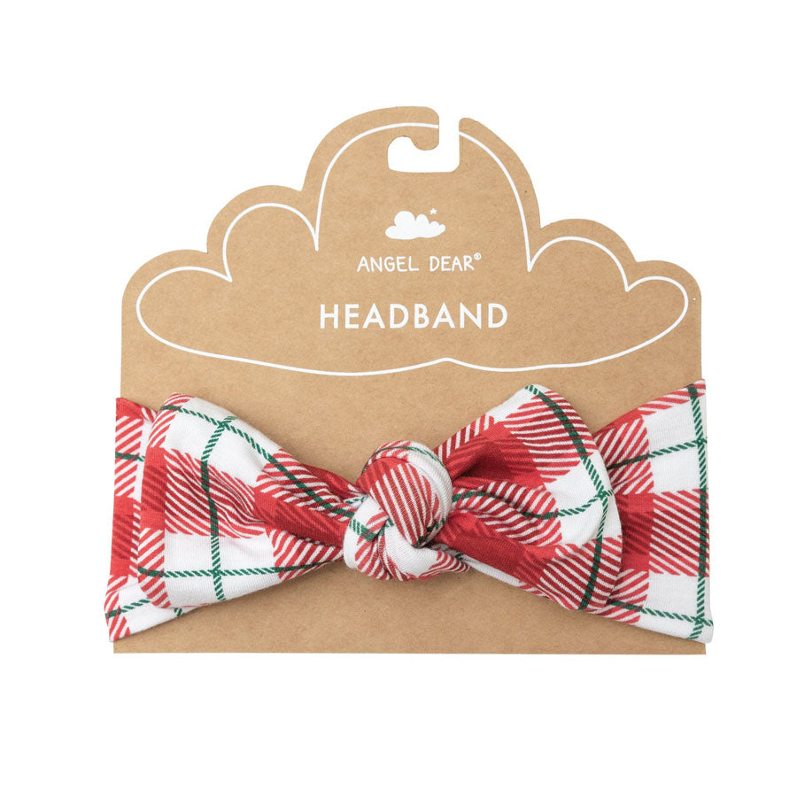 Headband - Plaid Holiday Red-HEADBANDS-Angel Dear-Joannas Cuties