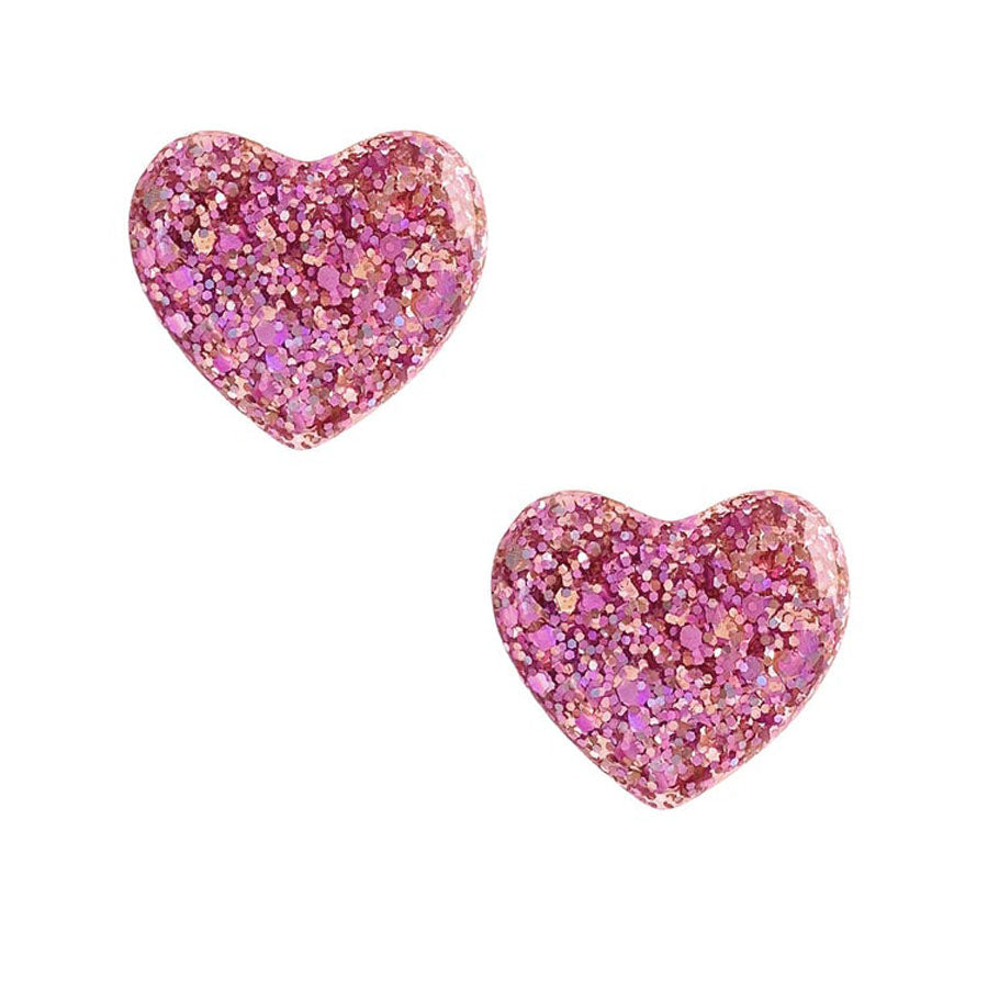 2 pk Heart Clips glitter pink-HAIR CLIPS-Baby Bling-Joannas Cuties