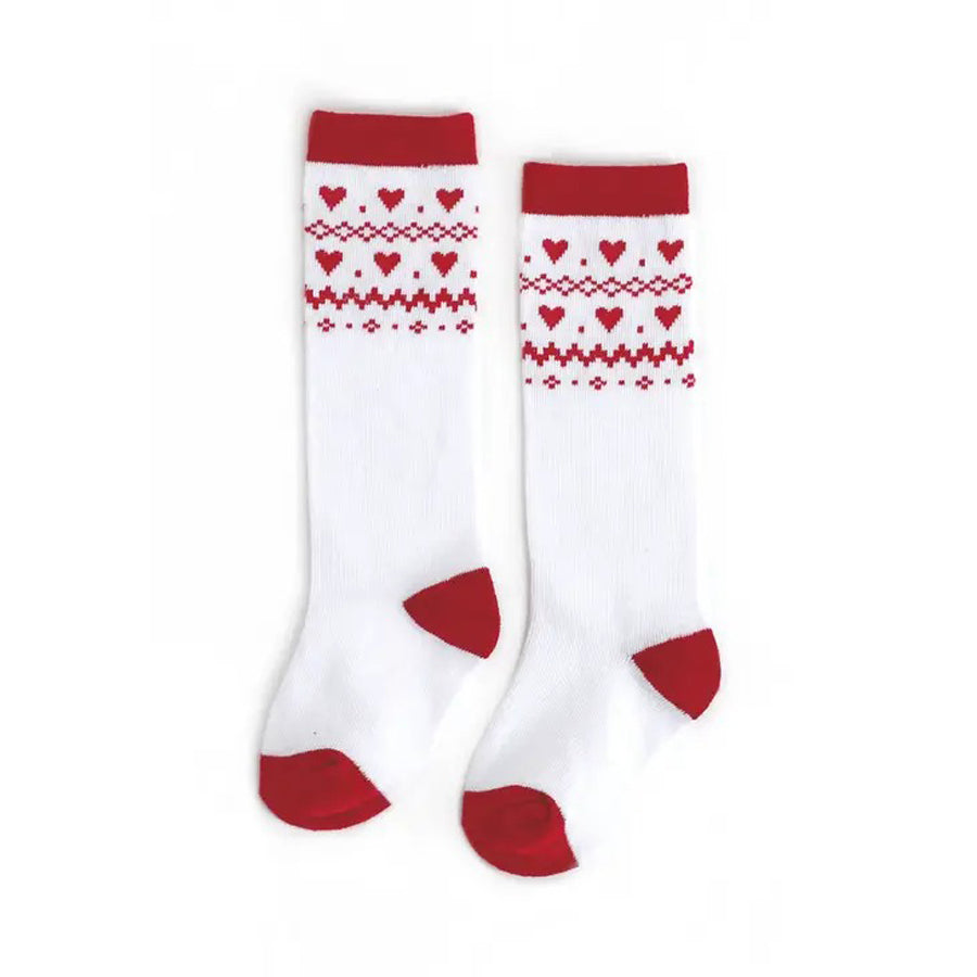 Heart Fair Isle Knee High Socks-SOCKS, TIGHTS & LEG WARMERS-Little Stocking Co.-Joannas Cuties