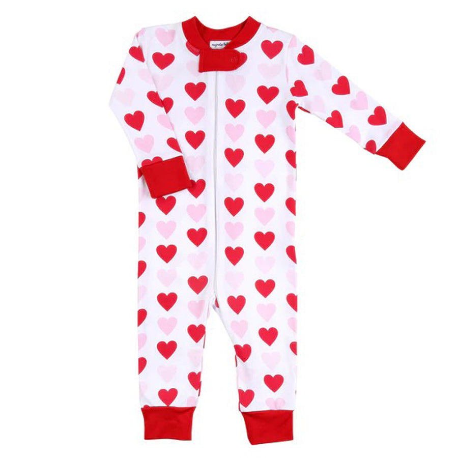 Heart To Heart Zipped Pajamas-SLEEPWEAR-Magnolia Baby-Joannas Cuties