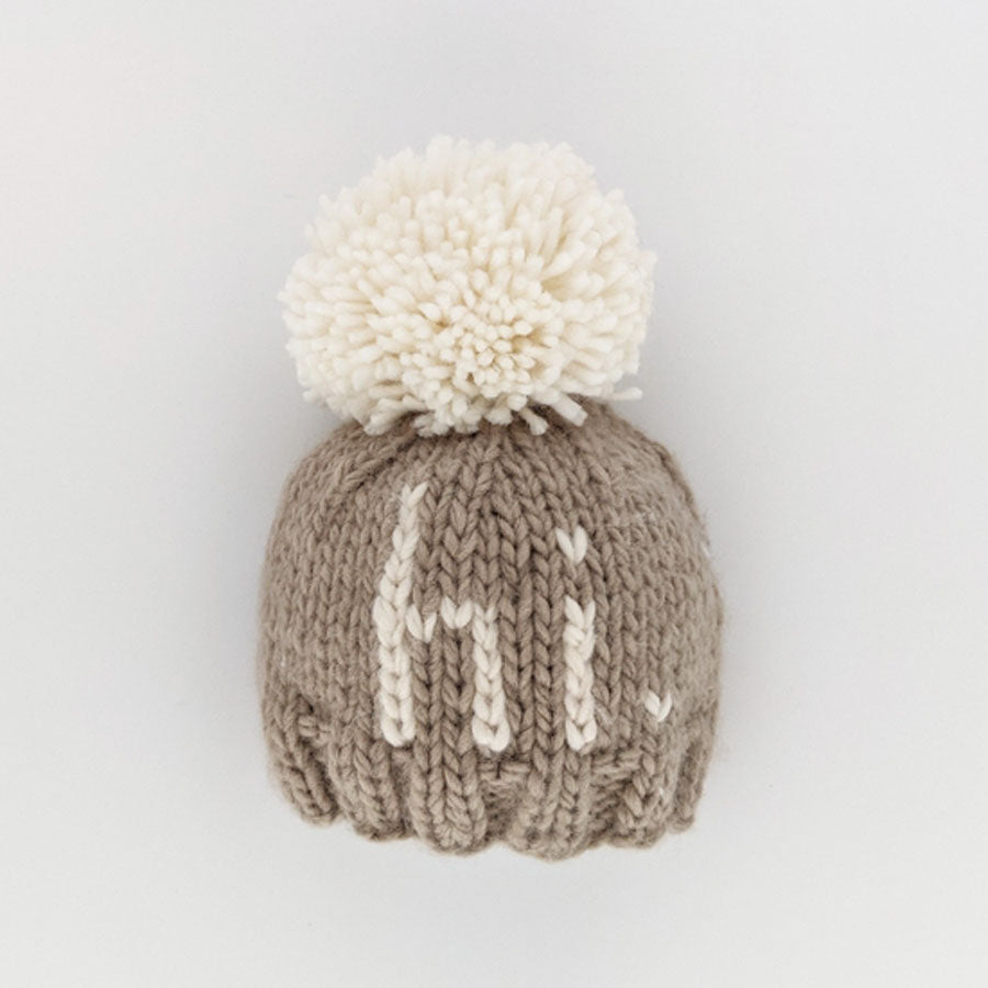 hi - Pebble Brown Hand Knit Beanie Hat-HATS & SCARVES-Huggalugs-Joannas Cuties