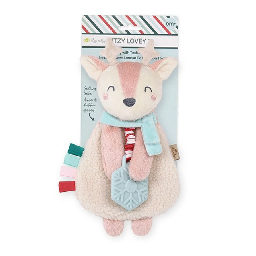 Holiday Pink Reindeer - Plush + Teether Toy-TEETHERS-Itzy Ritzy-Joannas Cuties