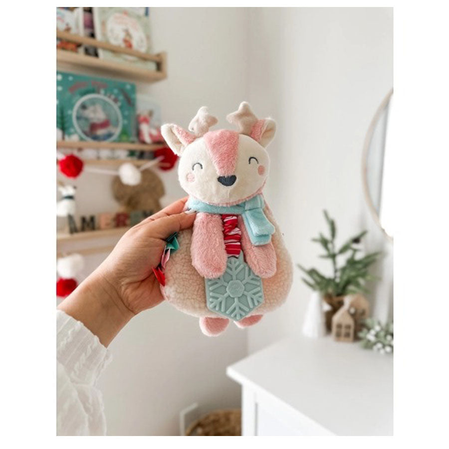 Holiday Pink Reindeer - Plush + Teether Toy-TEETHERS-Itzy Ritzy-Joannas Cuties