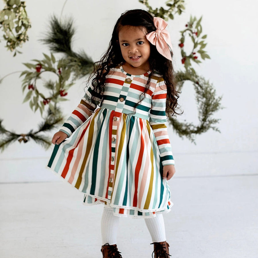Holiday Stripe Dress-DRESSES & SKIRTS-Made By Molly-Joannas Cuties