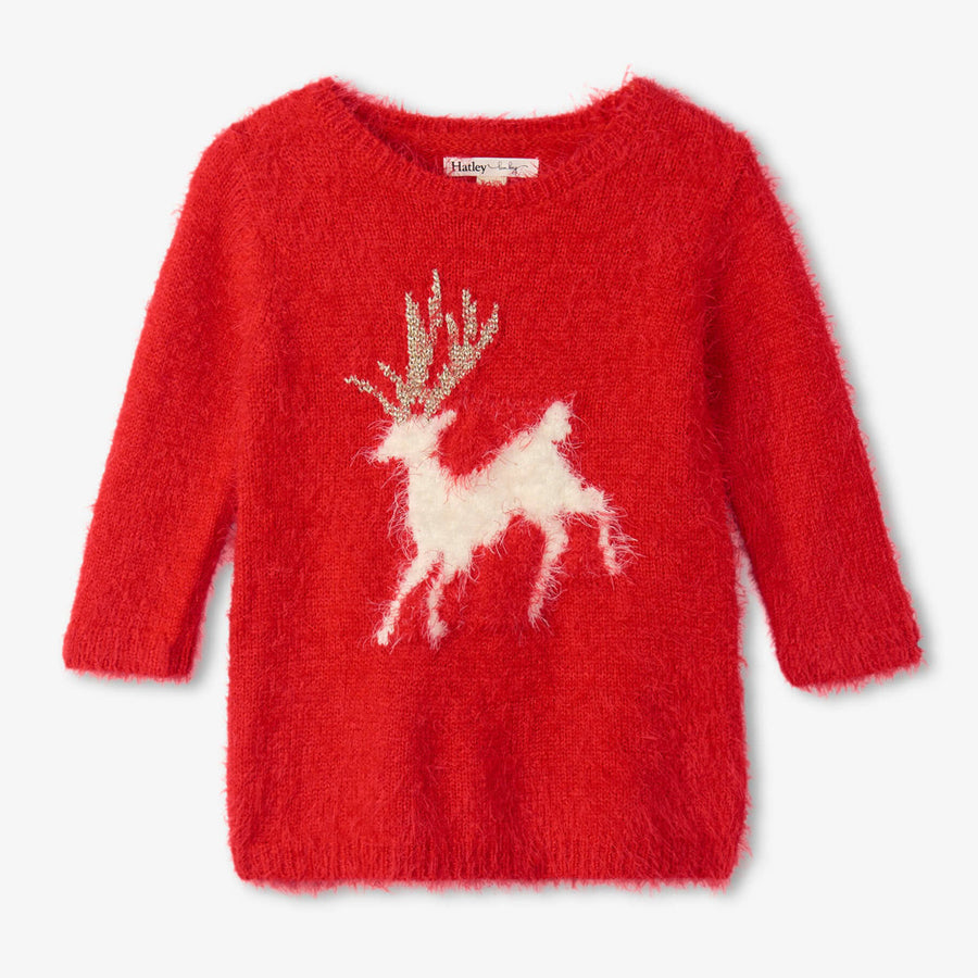 Christmas Reindeer Fuzzy Sweater Dress Christmas Reindeer Fuzzy Sweater Dress