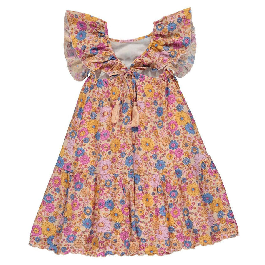 Joplin Dress - Peach Retro Floral-DRESSES & SKIRTS-Vignette-Joannas Cuties