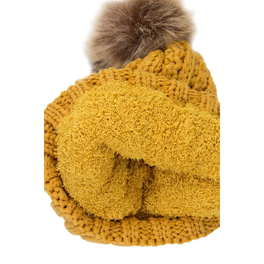 Kids Fuzzy Lined Fur Pom CC Beanie-HATS & SCARVES-C.C Beanie-Joannas Cuties