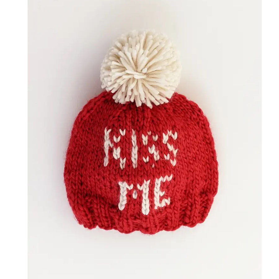 Kiss Me Valentine Knit Beanie Hat-HATS & SCARVES-Huggalugs-Joannas Cuties