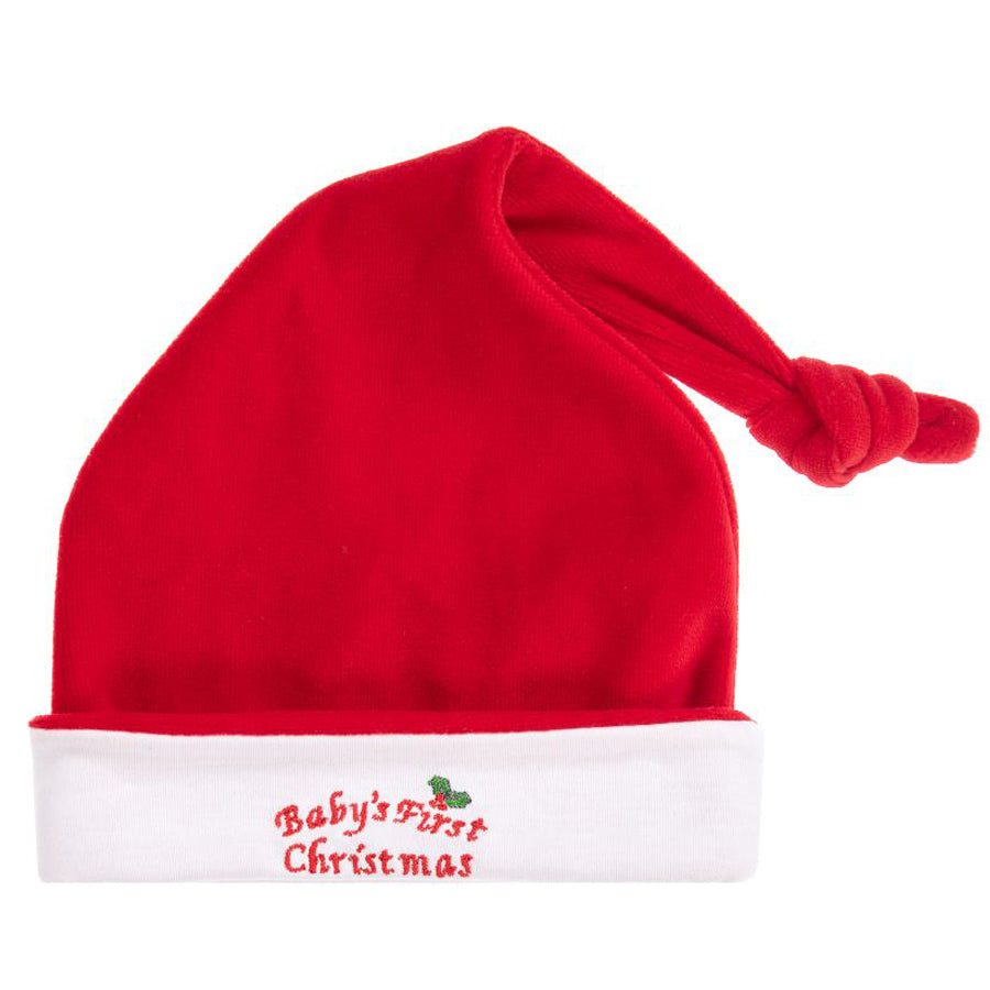 Red Velour 1st Christmas Hat - Kissy Kissy - joannas-cuties