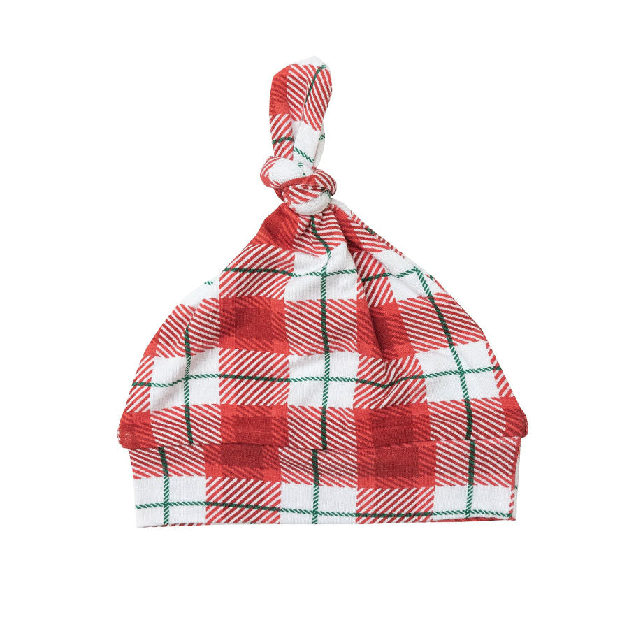 Knotted Hat - Plaid Holiday Red-HATS & SCARVES-Angel Dear-Joannas Cuties