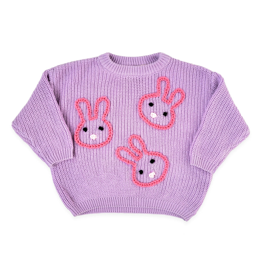 Lilac Sweater - Pink Bunnies-CARDIGANS & SWEATERS-Joanna's Cuties-Joannas Cuties