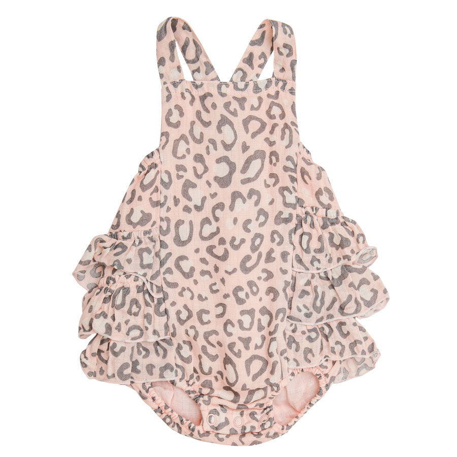 Leopard Ruffle Sunsuit - Pink-Angel Dear-Joanna's Cuties