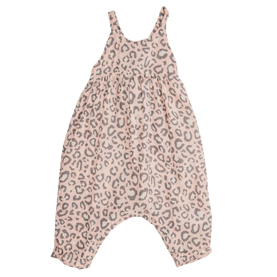 Leopard Tie Back Romper - Pink-Angel Dear-Joanna's Cuties