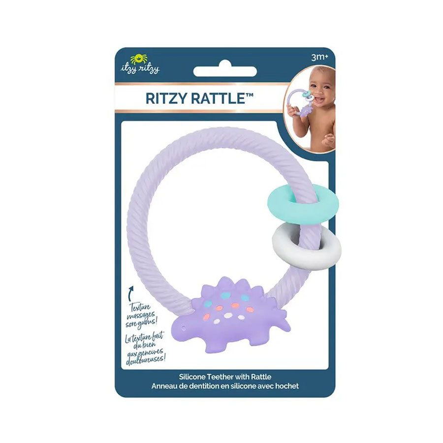 Lilac Dino Ritzy Rattle-TEETHERS-Itzy Ritzy-Joannas Cuties