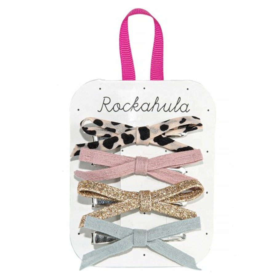 Lily Leopard Skinny Bow Clips-Rockahula Kids-Joanna's Cuties