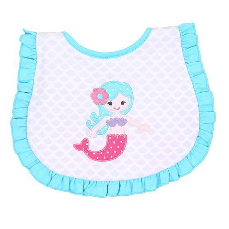 Little Mermaid Applique Ruffle Bib-Magnolia Baby-Joanna's Cuties