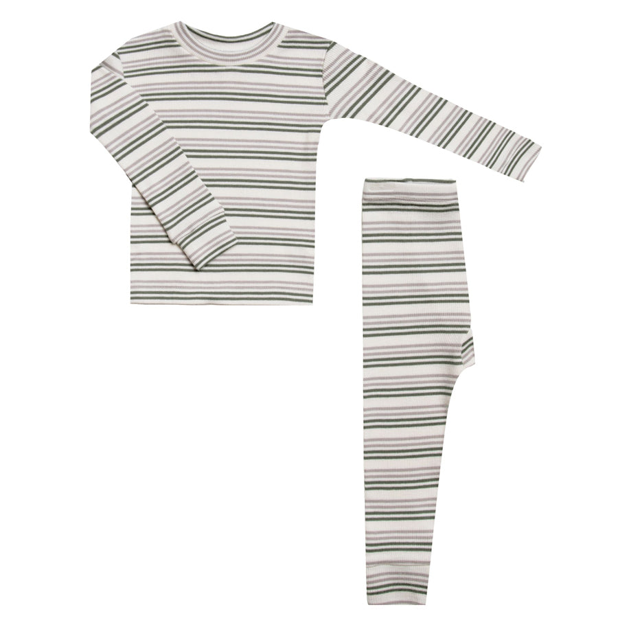 Long Sleeve Pajama Set - Forest Stripe-Rylee + Cru-Joanna's Cuties