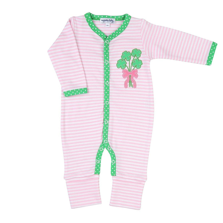 Lucky Bouquet Applique Green Playsuit-OVERALLS & ROMPERS-Magnolia Baby-Joannas Cuties
