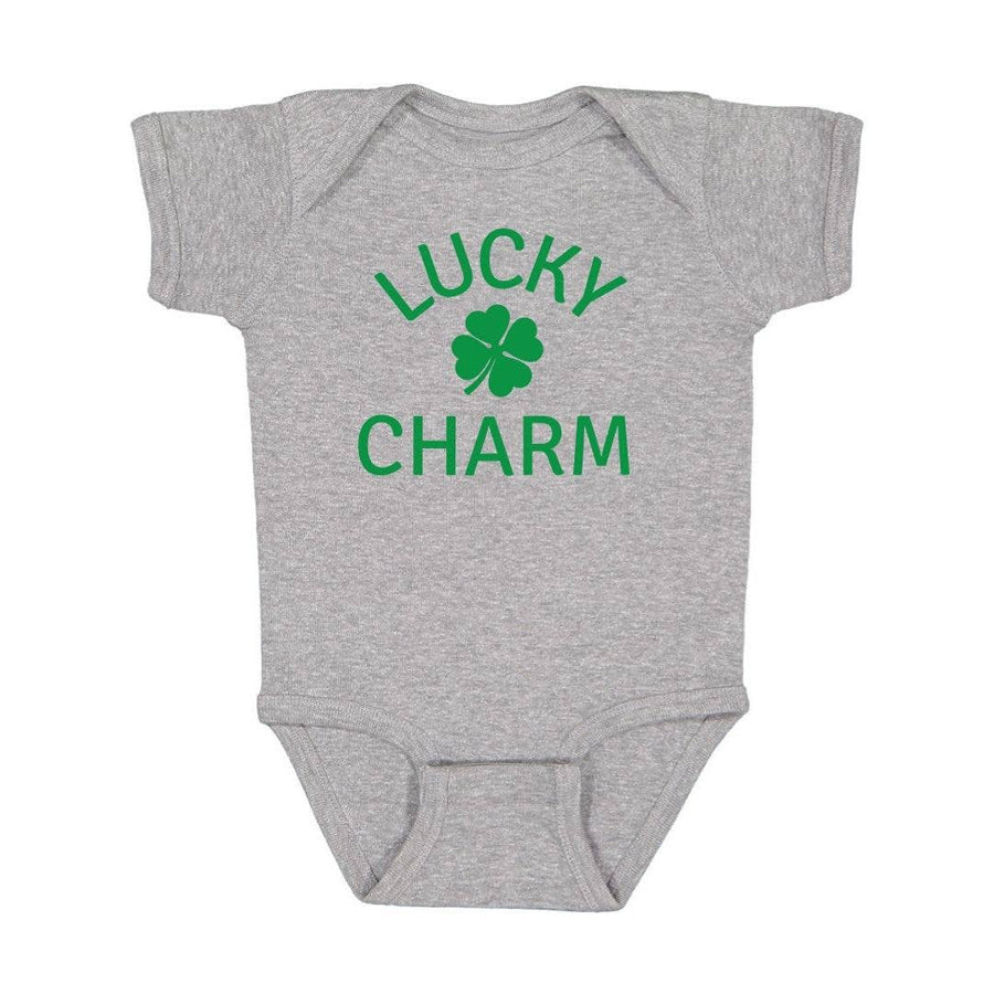 Lucky Charm Bodysuit, Gray - St. Patrick's Day Baby Bodysuit-BODYSUITS-Sweet Wink-Joannas Cuties