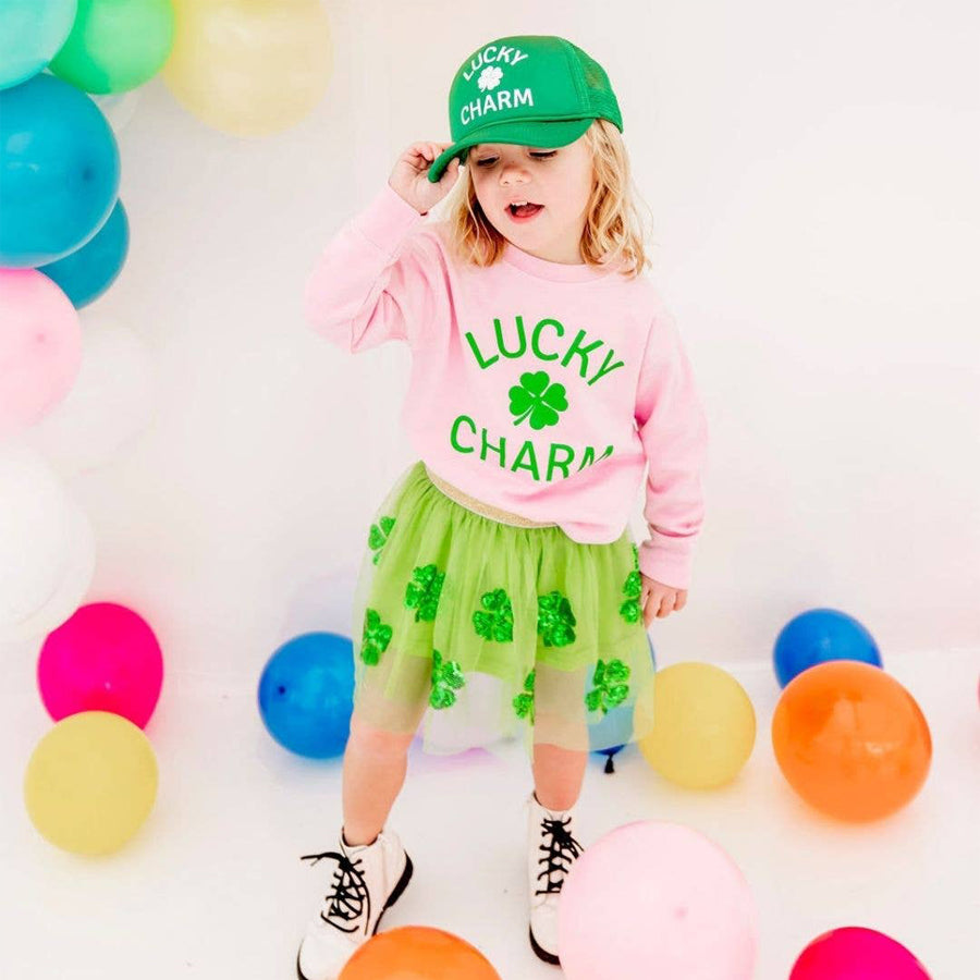 Lucky Charm Trucker Hat - Kids St. Patrick's Day Hat-SUN HATS-Sweet Wink-Joannas Cuties
