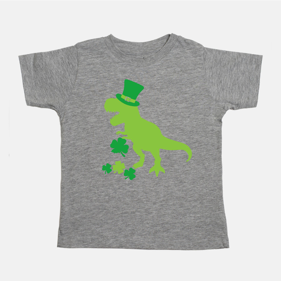Luckysaurus Short Sleeve Shirt - St. Patrick's Day Kids Tee-TOPS-Sweet Wink-Joannas Cuties