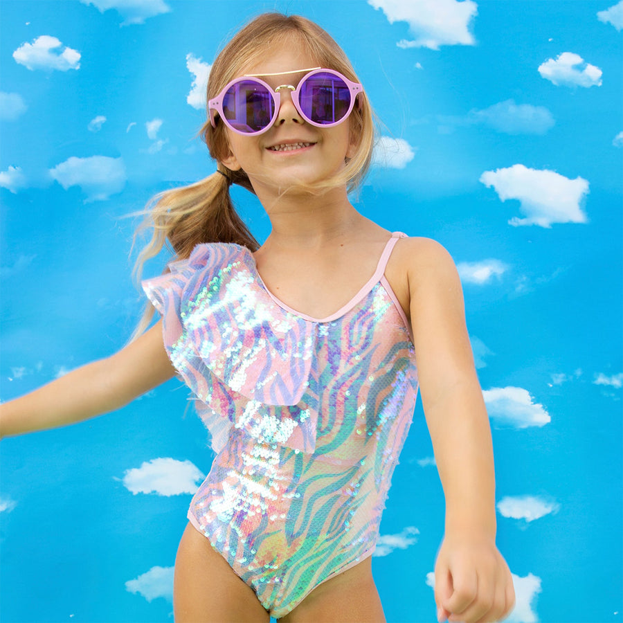 Luxe One Piece Zebra Suit With Sequin Overlay-Shade Critters-Joanna's Cuties