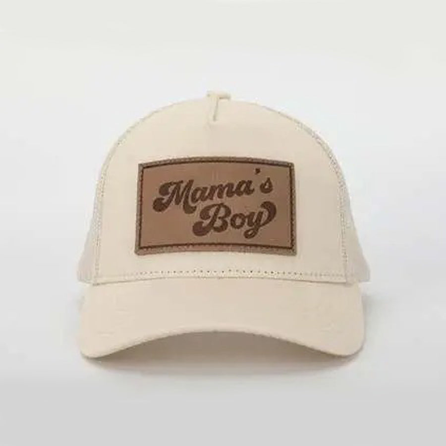 Mama's Boy Leather Patch Trucker Hat - Toddler-SUN HATS-Tiny Trucker Co.-Joannas Cuties