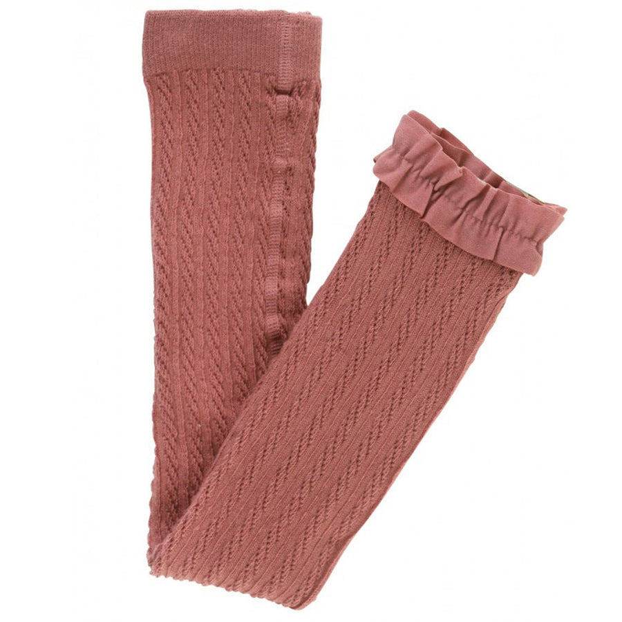 Mauve Cable Knit Footless Ruffle Tights - Ruffle Butts - joannas-cuties
