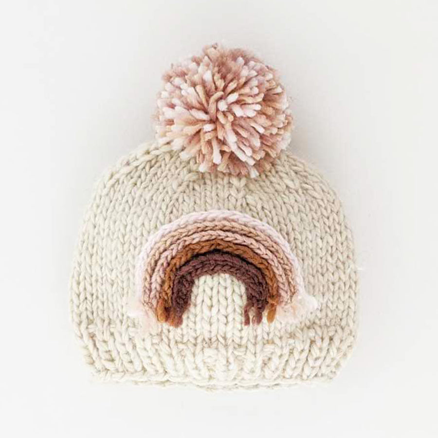 Mauve Rainbow Knit Beanie Hat-Huggalugs-Joanna's Cuties