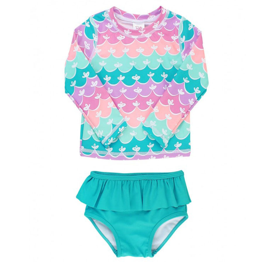 Mermaid Long Sleeve Rash Guard Ruffle Bikini - Main Image