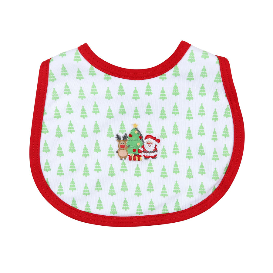 Merry And Bright Red Embroidered Bib-Magnolia Baby-Joanna's Cuties
