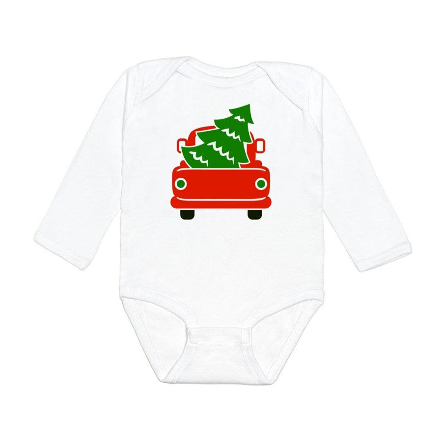 Merry Truck Long Sleeve Bodysuit - Baby Christmas Bodysuit-Sweet Wink-Joanna's Cuties