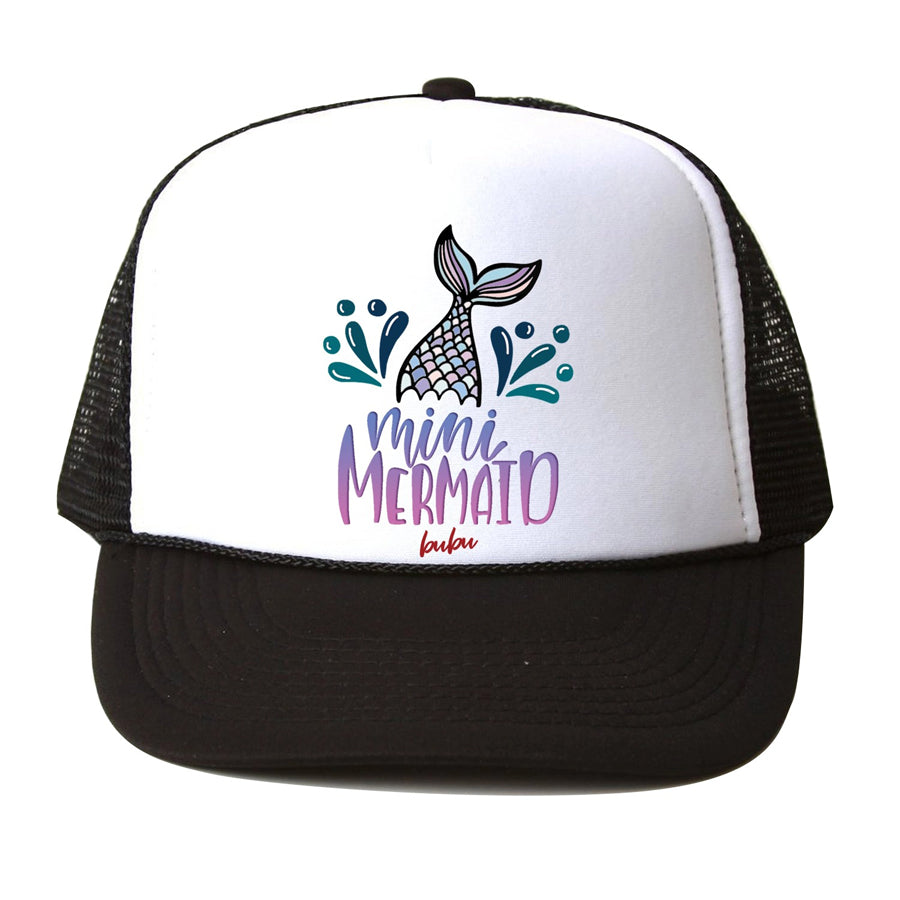 Mini Mermaid Trucker Hat - Black-SUN HATS-Bubu-Joannas Cuties