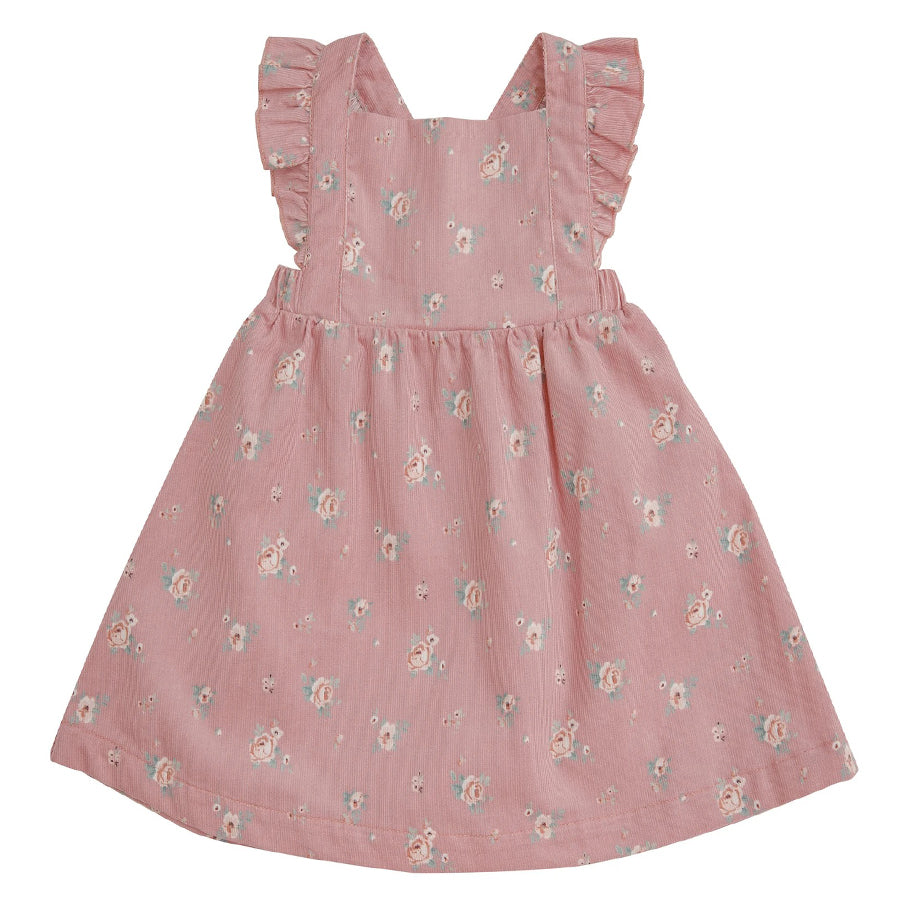 Mini Rose Corduroy Pinafore Dress - Pink Mini Rose Corduroy Pinafore Dress - Pink