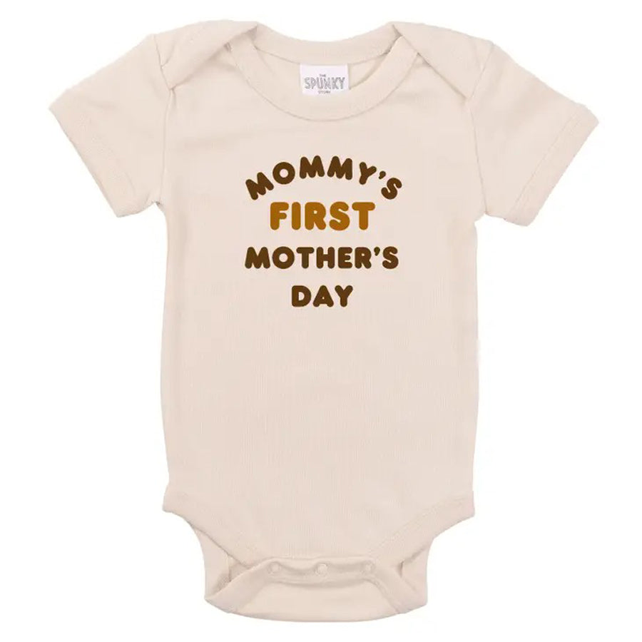 Mommy's First 1st Mother's Day Organic Mom Baby Bodysuit Sand