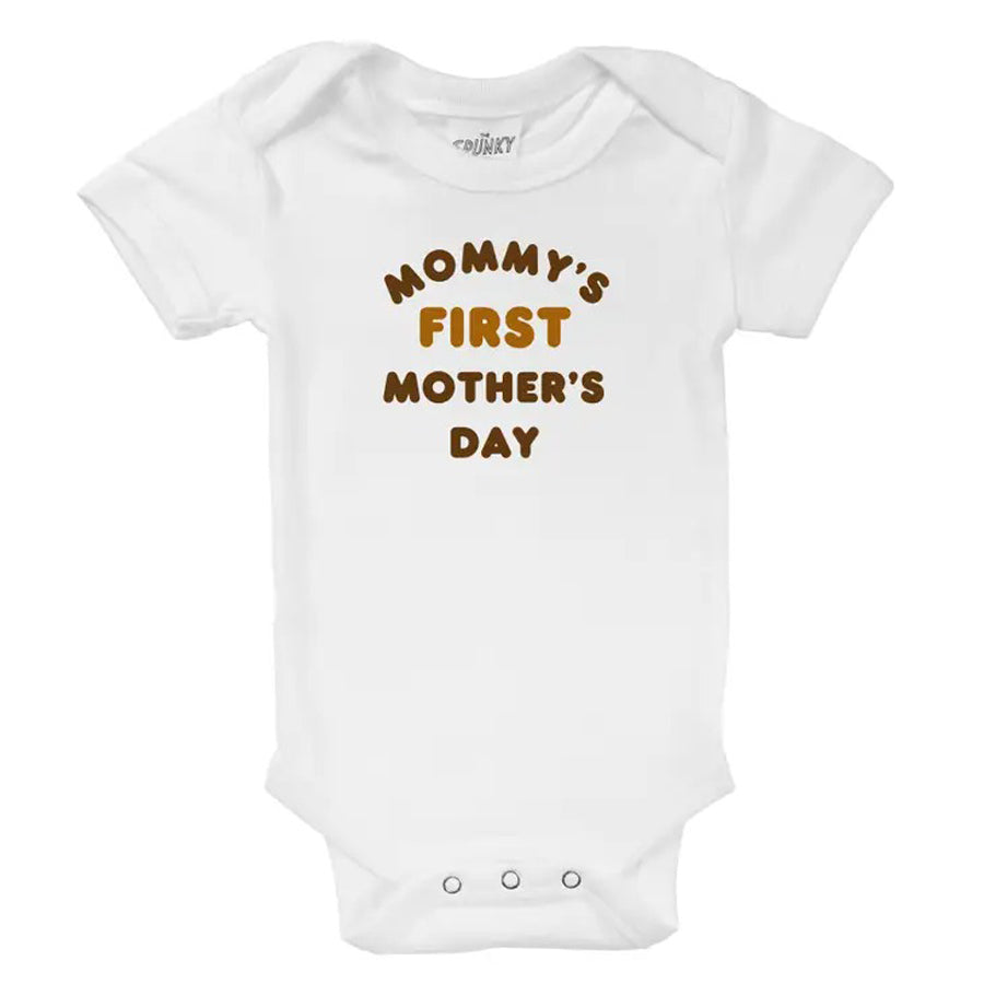 Mommy's First 1st Mother's Day Organic Mom Baby Bodysuit - White-BODYSUITS-The Spunky Stork-Joannas Cuties