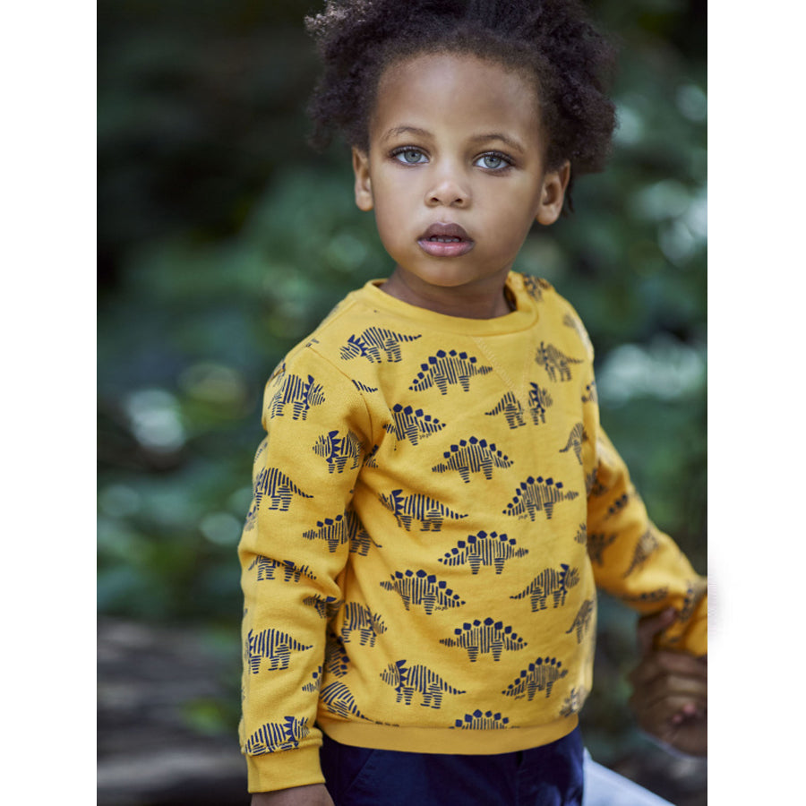 Mustard Dinosaur Print Sweatshirt-JoJo Maman Bebe-Joanna's Cuties