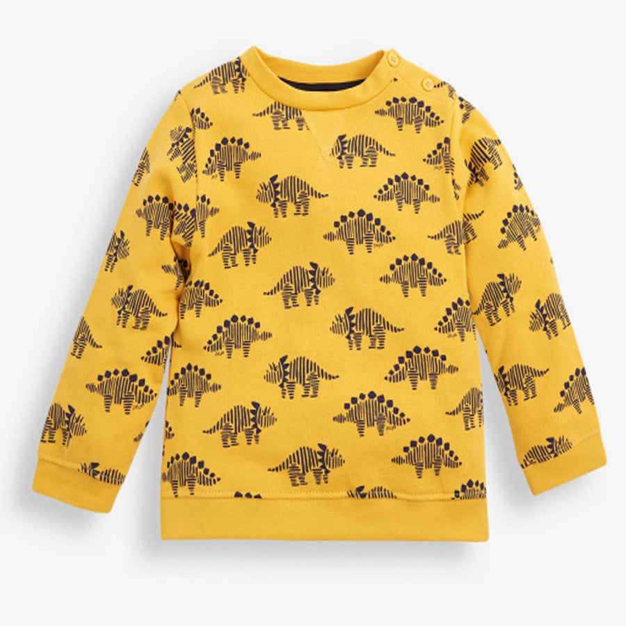 Mustard Dinosaur Print Sweatshirt-JoJo Maman Bebe-Joanna's Cuties