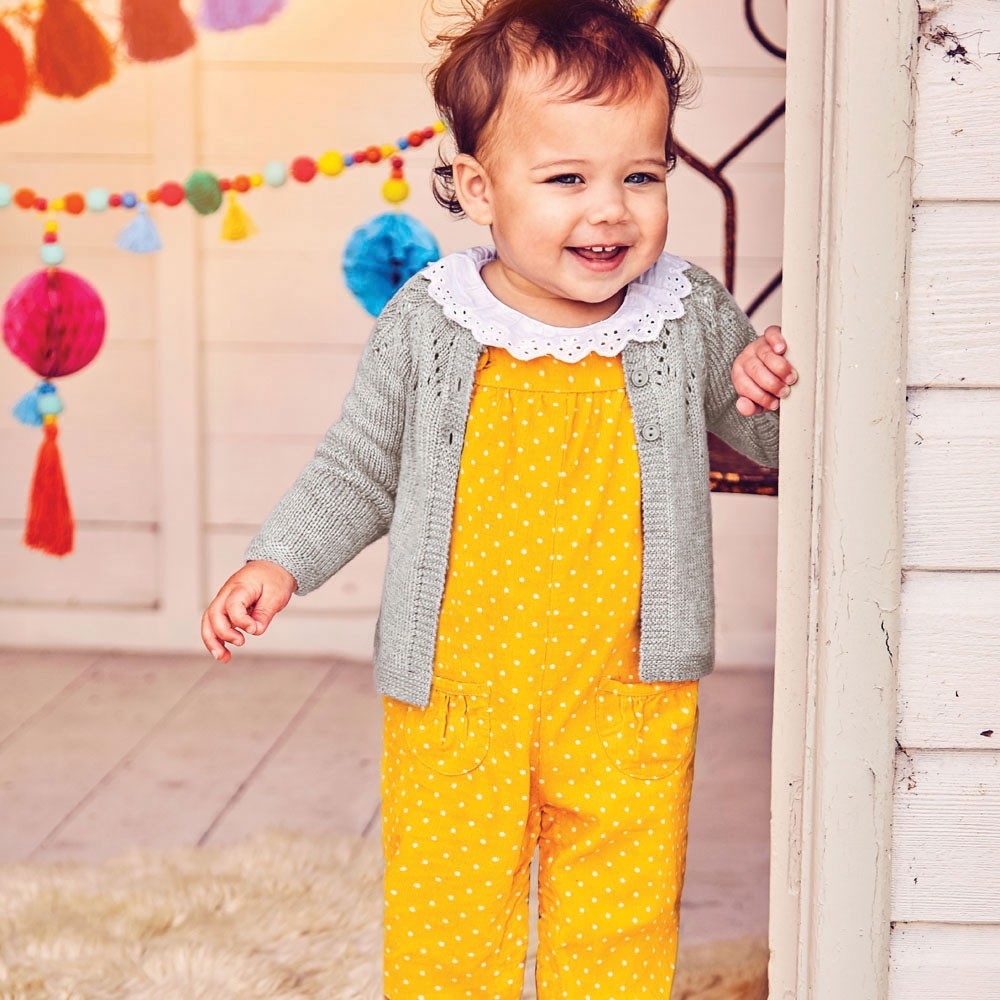 Mustard Dotty Print Cord Baby Overalls - JoJo Maman Bebe - joannas-cuties