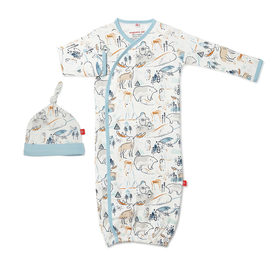 Northern Lights Organic Cotton Magnetic Gown & Hat Set-Magnetic Me-Joanna's Cuties