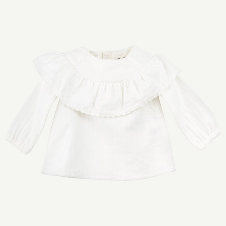 Ivory Woven Embroidered Lace Top - Oliver & Rain - joannas-cuties