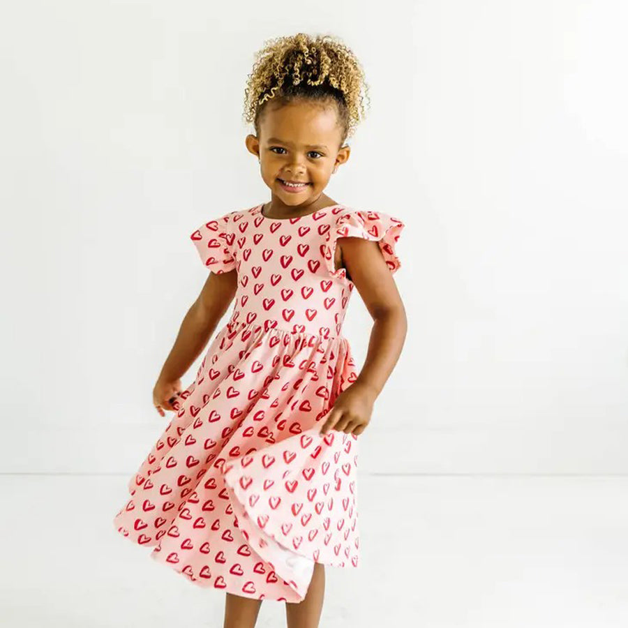 Olivia Dress in Happy Hearts-DRESSES & SKIRTS-Ollie Jay-Joannas Cuties