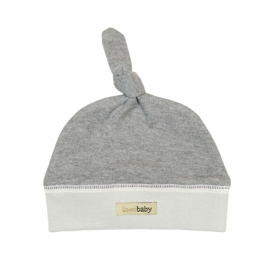 Organic Banded Top-Knot Hat In Stone Heather-HATS & SCARVES-L'ovedbaby-Joannas Cuties